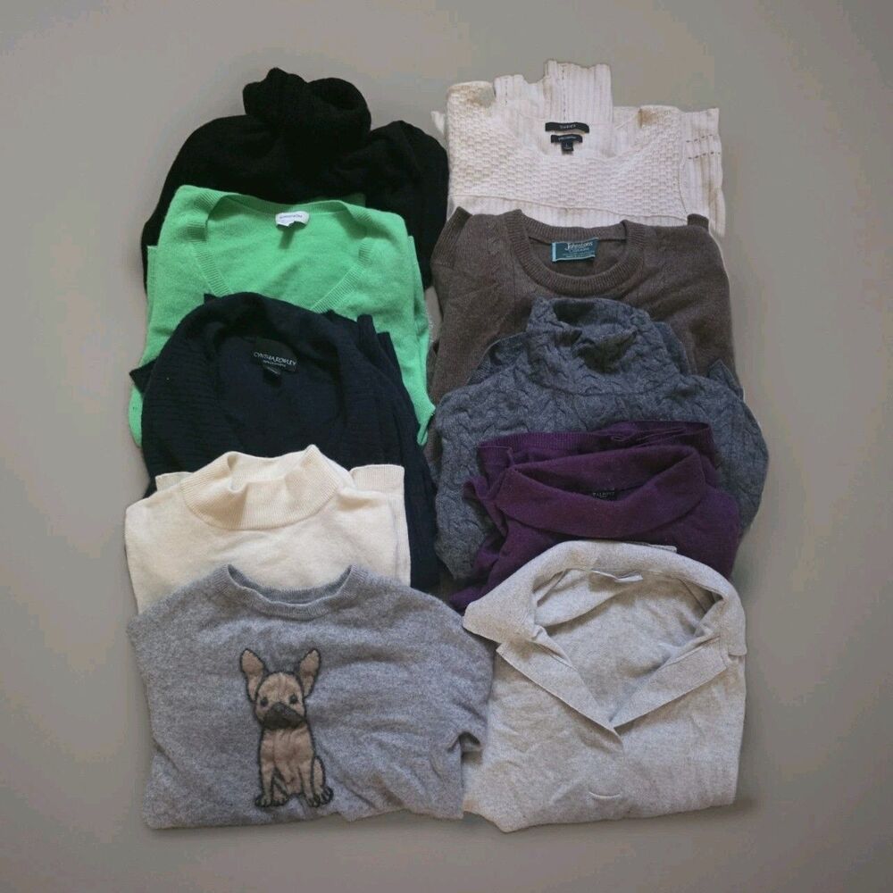 10x Cashmere Sweater Lot Mixed Brands Colors DAMAGED READ Craft Recycle Cutter
